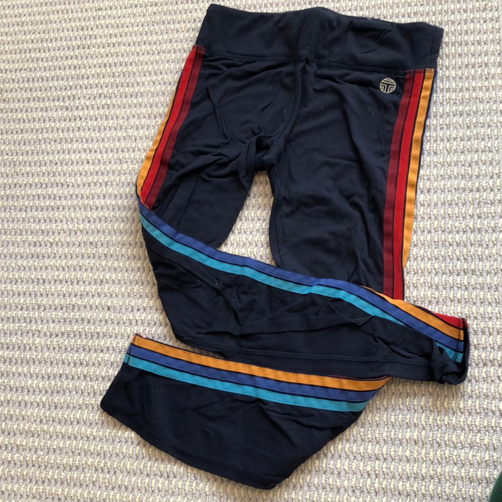 tory sport rainbow stripe athletic leggings